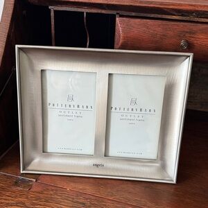 🆕 Pottery Barn “angels” Silver Sentiment Double 4”x6” photo Frame